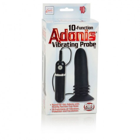 Чёрная анальная пробка 10-Function Adonis Vibrating Probes - 14 см.