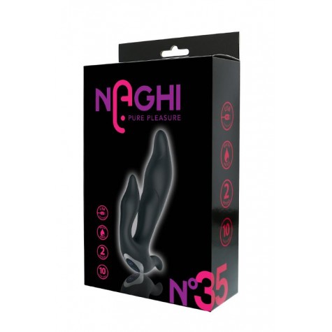 Черный вибратор N 35 RECHARGEABLE DUO VIBRATOR - 17,5 см.